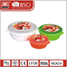 Plástico redondo microondas alimentos Container(0.8L/1.7L/3L)